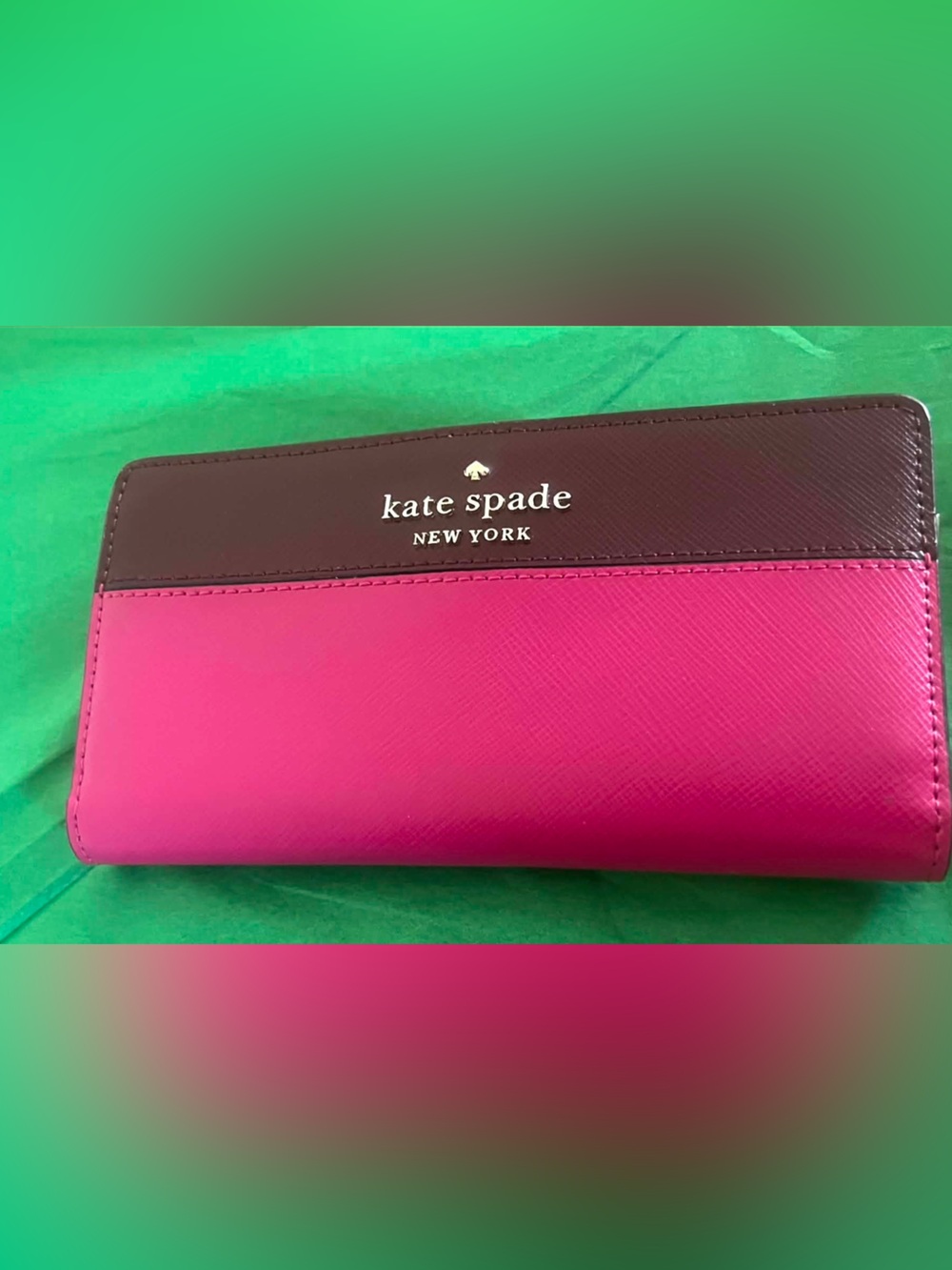 kate spade two-tone pink and brown continental wallet